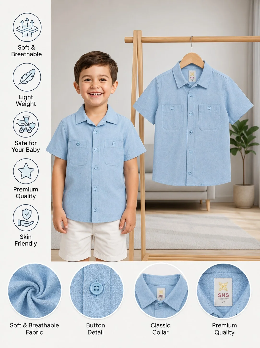 Boys Short Sleeve Shirt (0/3 M-6 Year) (106934)