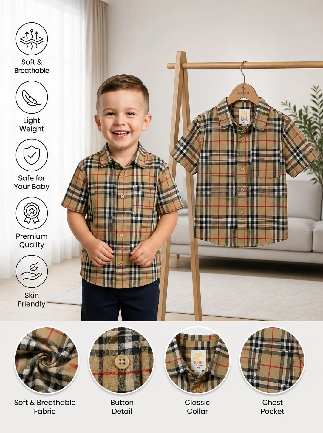 Boys Short Sleeve Shirt (0/3 M-6 Year) (106973)