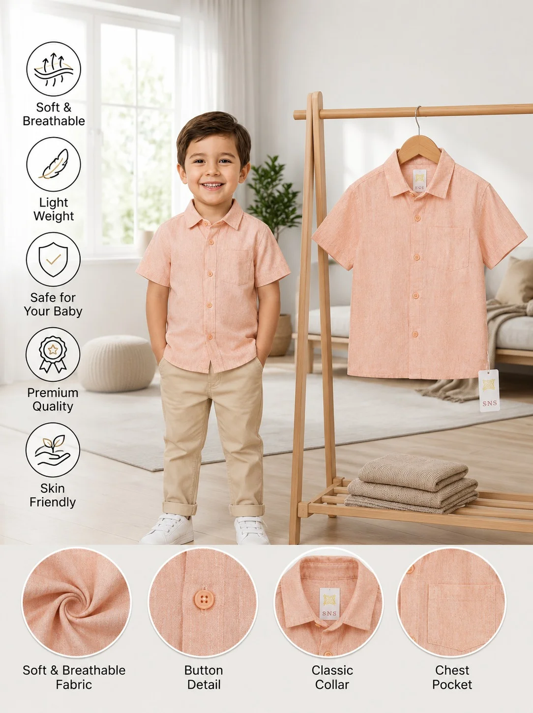 Boys Short Sleeve Shirt (0/3 M-6 Year) (105928)