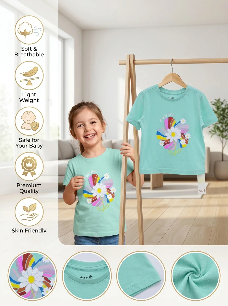 Girls Short Sleeve T- Shirt ( Size-0/3 M to 6 Years) 117062
