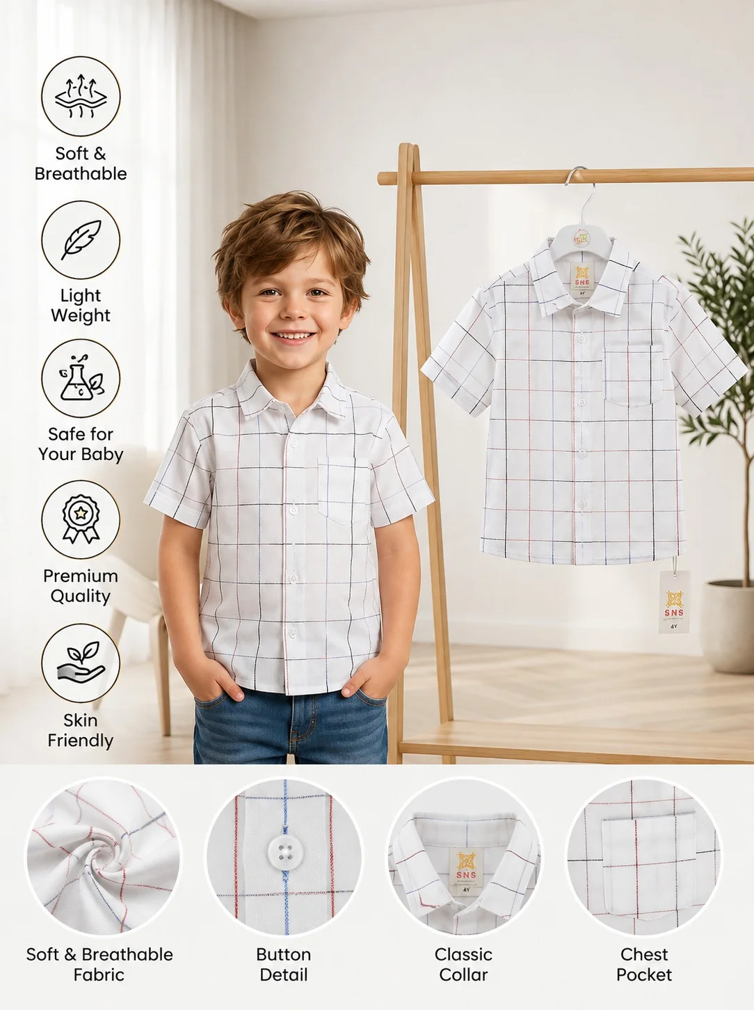 Boys Short Sleeve Shirt (0/3 M-6 Year) (107103)