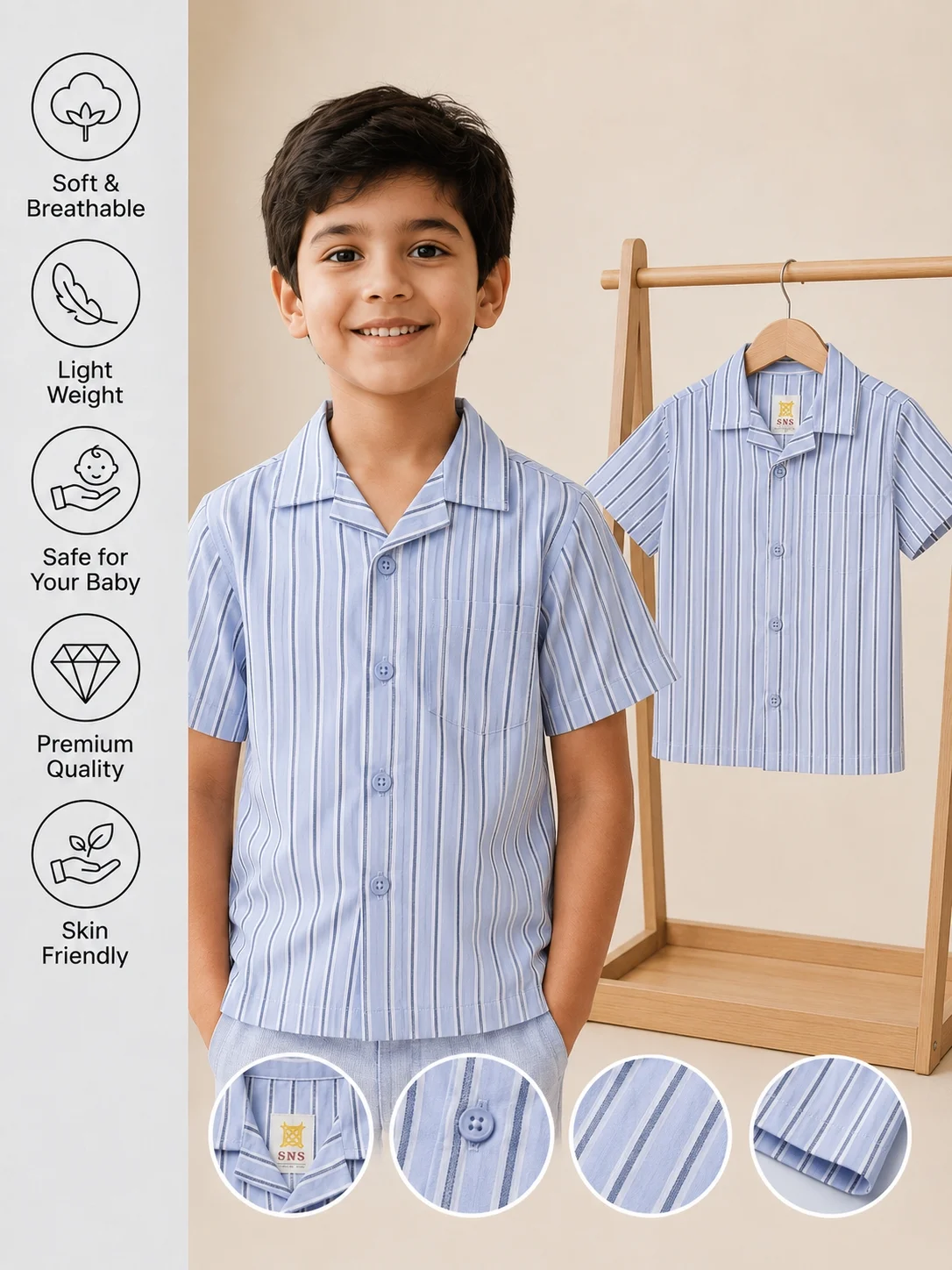 Boys Short  Sleeve  Shirt ( Size-0/3 M  TO6 Years ) (119783)