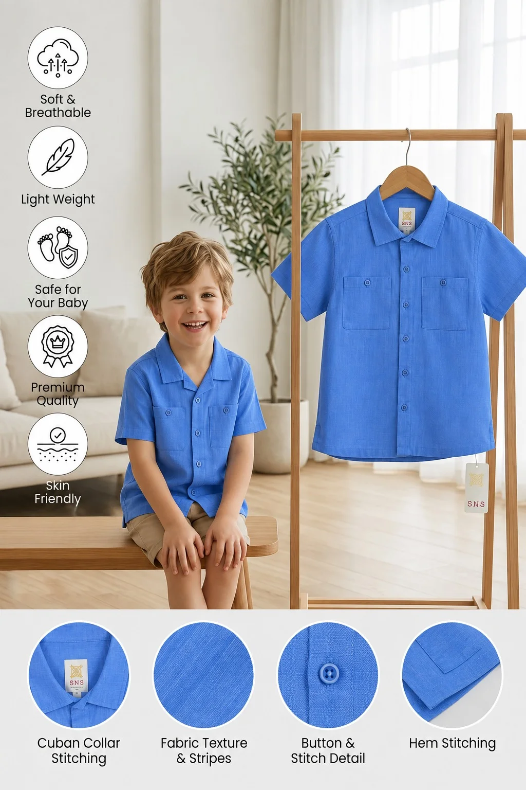 Boys Short Sleeve Shirt (0/3 M-6Year) (108275)
