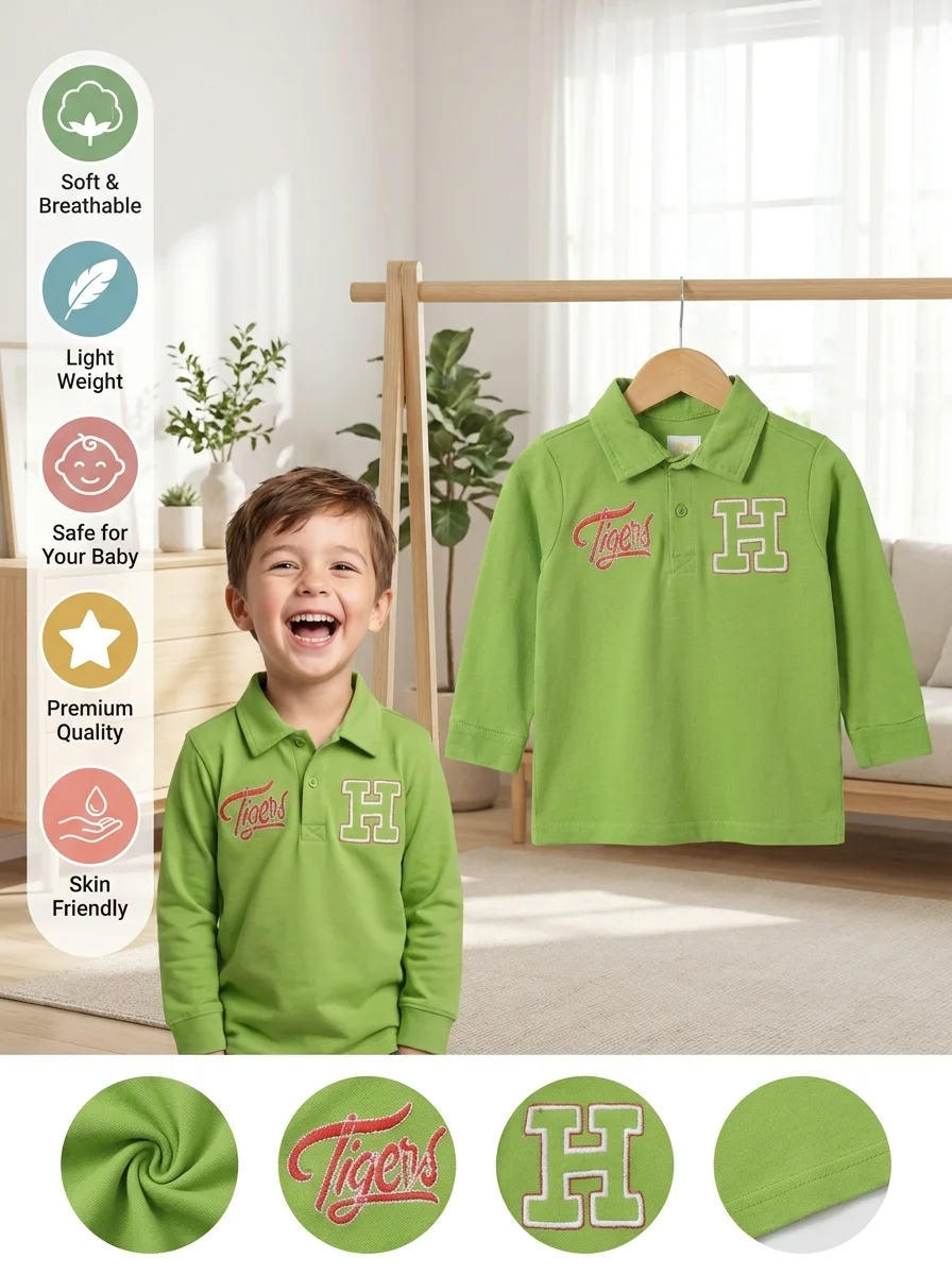 Boys Full Sleeve Polo T- Shirt ( Size-3/6 M To 6 Years)  (113855)