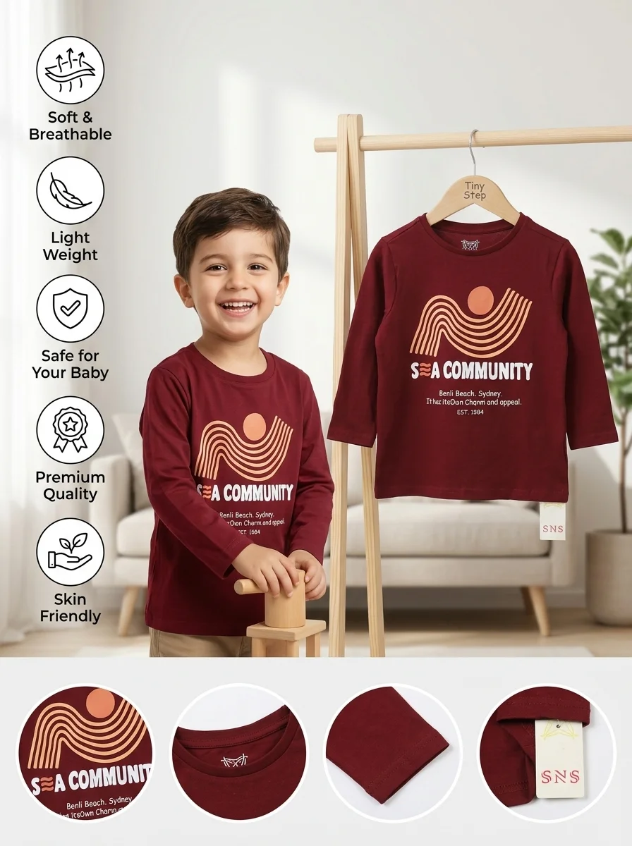Girls Full Sleeve T- Shirt (Size-3/6 M to 6 Years) (114163)