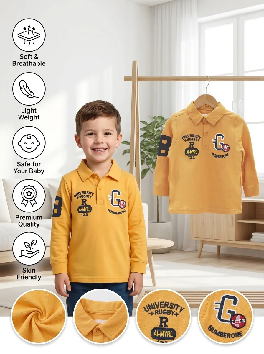 Boys Full Sleeve Polo T- Shirt ( Size-3/6 M To 6 Years)  (113774)