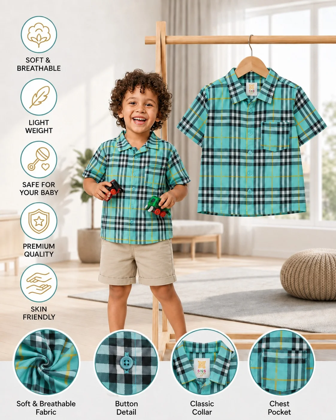 Boys Short Sleeve Shirt (0/3 M-3 Years) (106966)