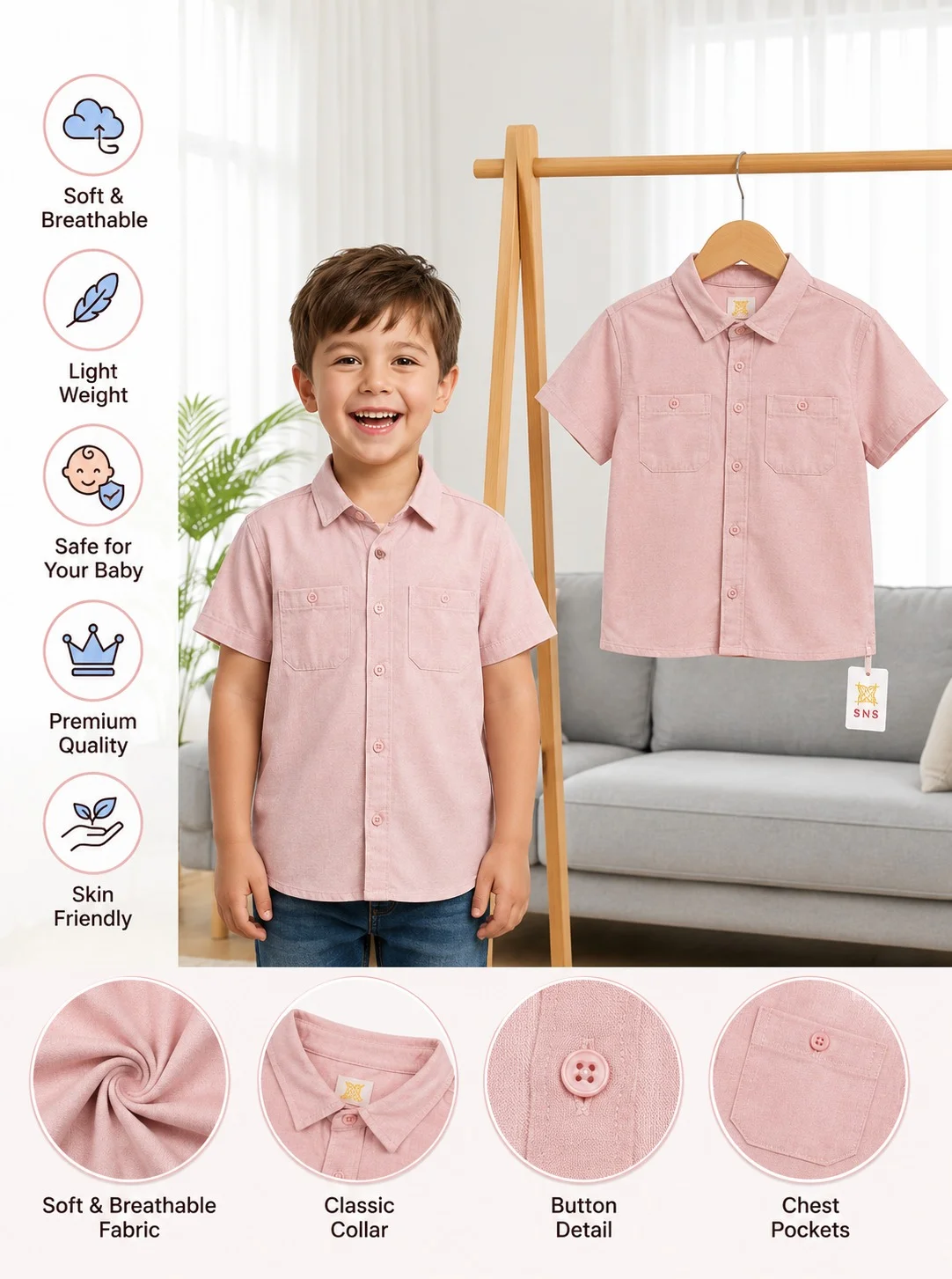 Boys Short Sleeve Shirt (0/3 M-6 Year) (106997)