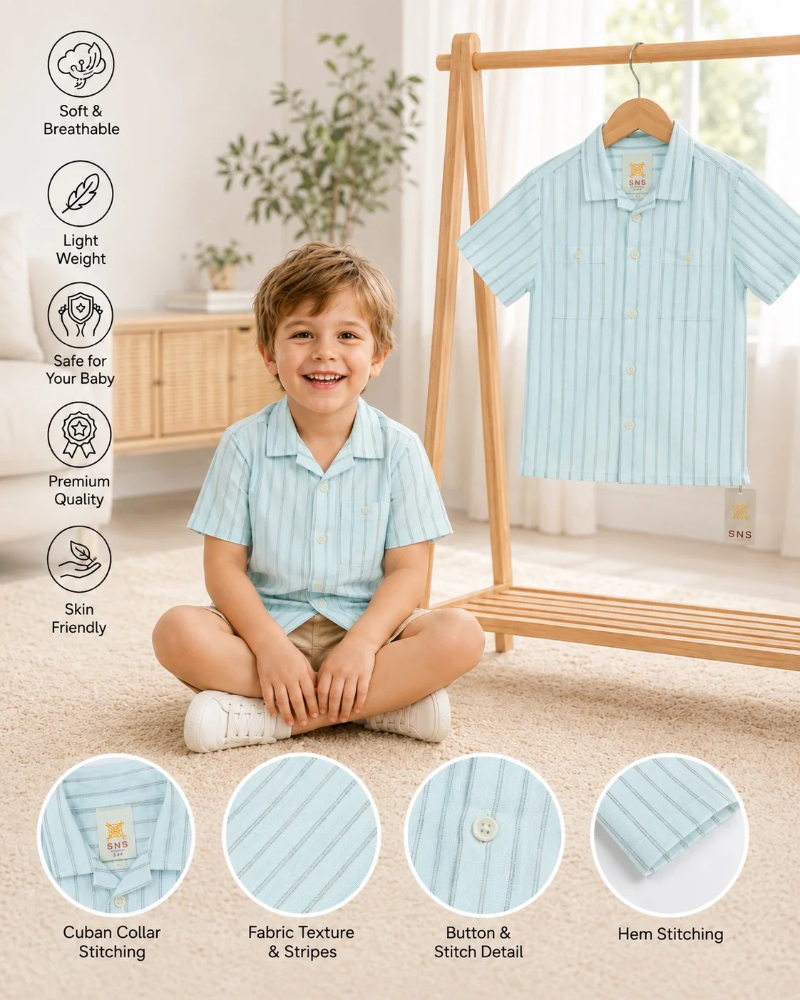 Boys Short Sleeve Shirt (0/3 M-6 Year) (108367)
