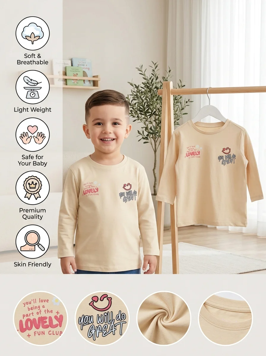 Girls Full Sleeve T- Shirt (Size-0/3 M to 6 Years) (114483)