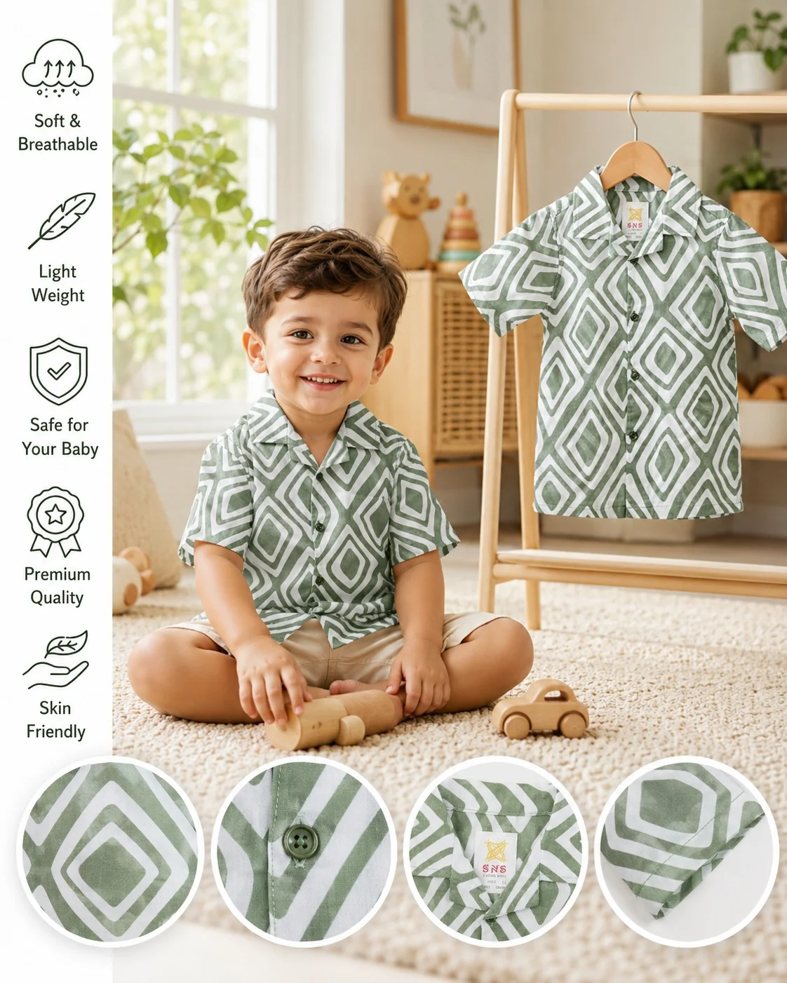 Boys Short Sleeve  Shirt (size-0/3 M to 6 Year) (112997)