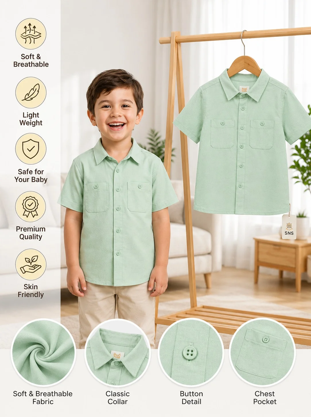 Boys Short Sleeve Shirt (0/3 M-6 Year) (106846)