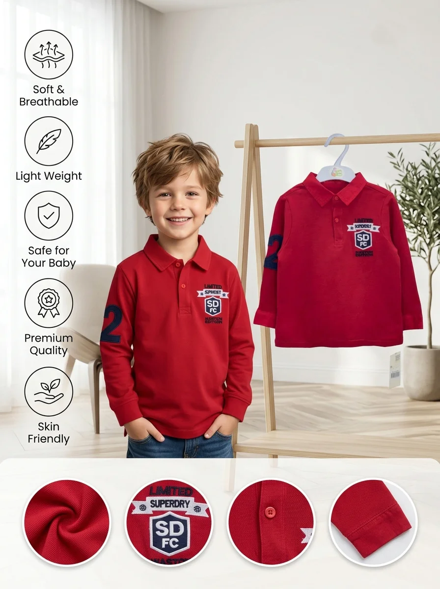 Boys Full Sleeve Polo Shirt ( Size-3 Years to 15/16 Years) (113586)